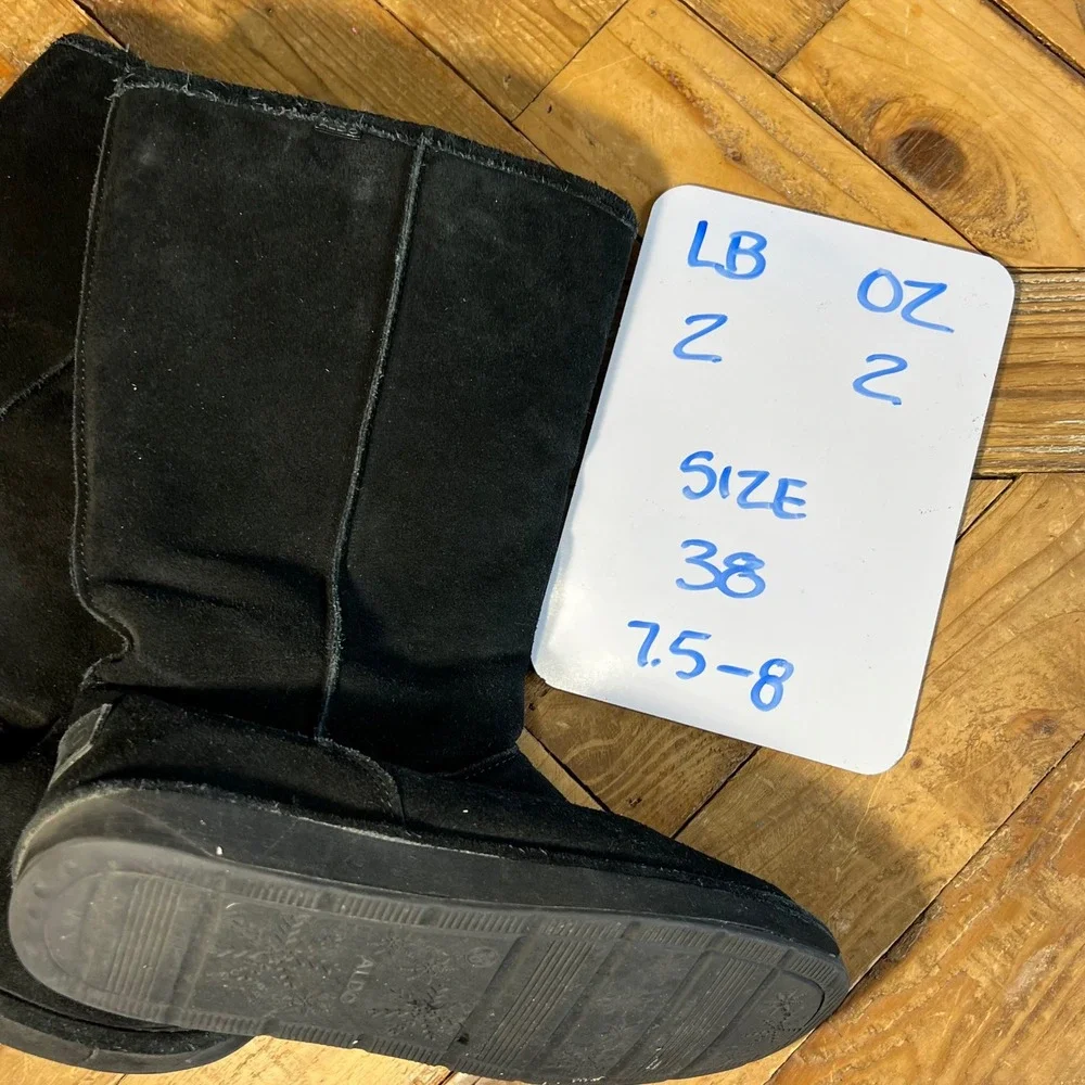 ALDO Black Suede Tall Winter Boots Women's Size 38 (7.5-8) Warm‎ Cozy Fur Lined